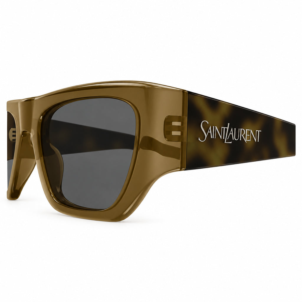Saint Laurent SL 740 Women Pillowed Square 002 Olive Green / Tortoiseshell Sunglasses