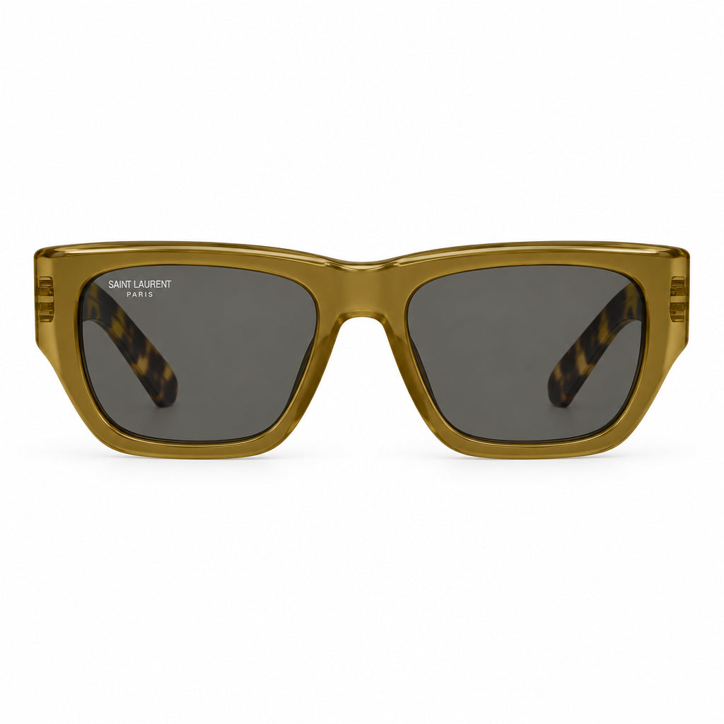 Saint Laurent SL 740 Women Pillowed Square 002 Olive Green / Tortoiseshell Sunglasses
