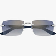 Cartier Signature Men Rimless Square Silver Blue Sunglasses