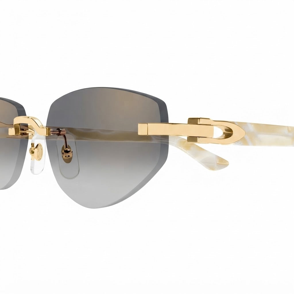 Cartier C Décor Women Rimless Geometric Frame Marble-Effect Temples Grey Sunglasses