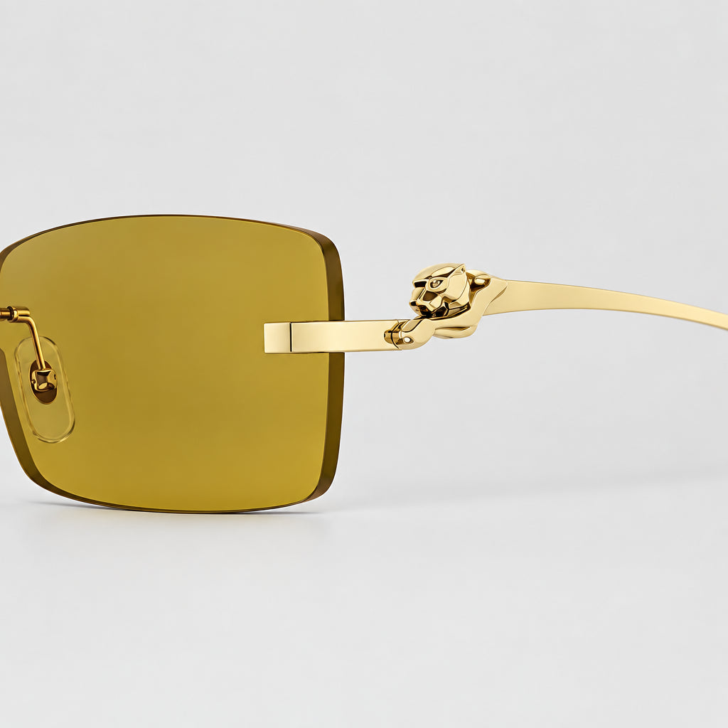 Cartier Panthère de Cartier Unisex Gold & Yellow Rimless Sunglasses