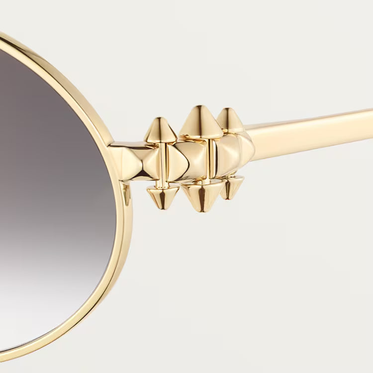 Cartier Clash de Women Oval Gold Finish Studded Temple Grey Gradient Lenses Sunglasses