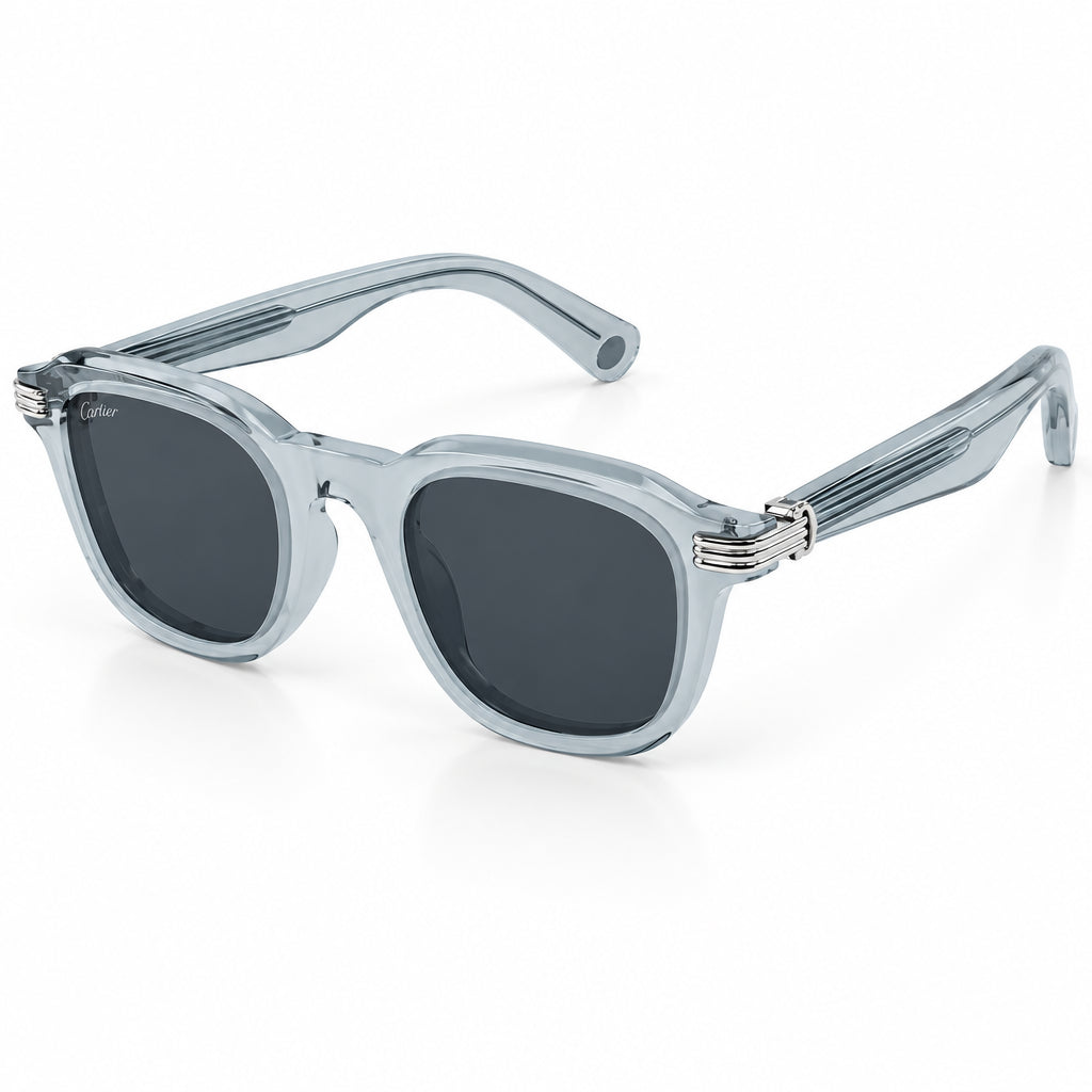 Cartier Première de C Men Square Crystal Blue Sunglasses