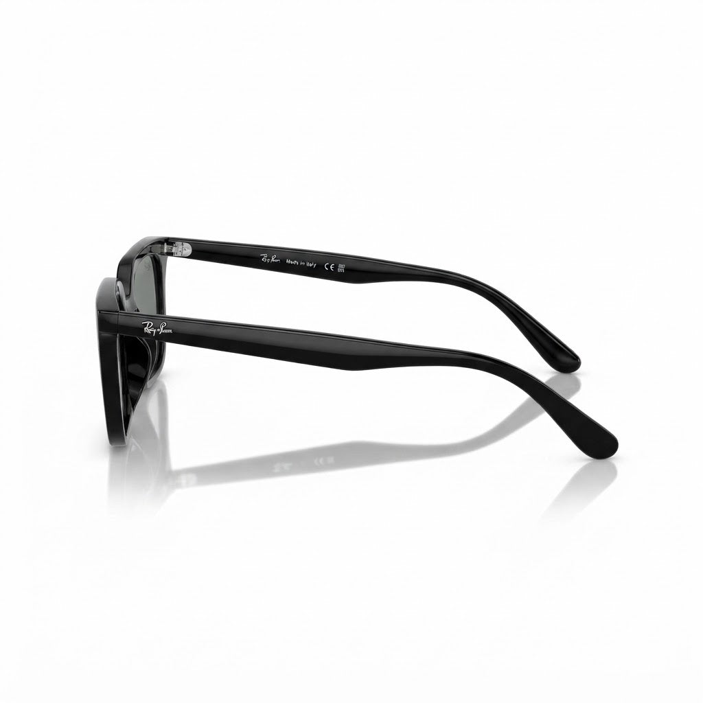 Ray-Ban Square Unisex Polished Black Frame Light Blue Sunglasses
