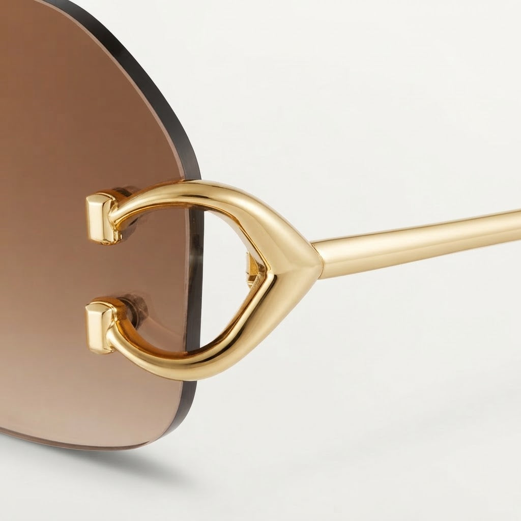 Cartier Classic C Motif Unisex Rimless Brown Sunglasses