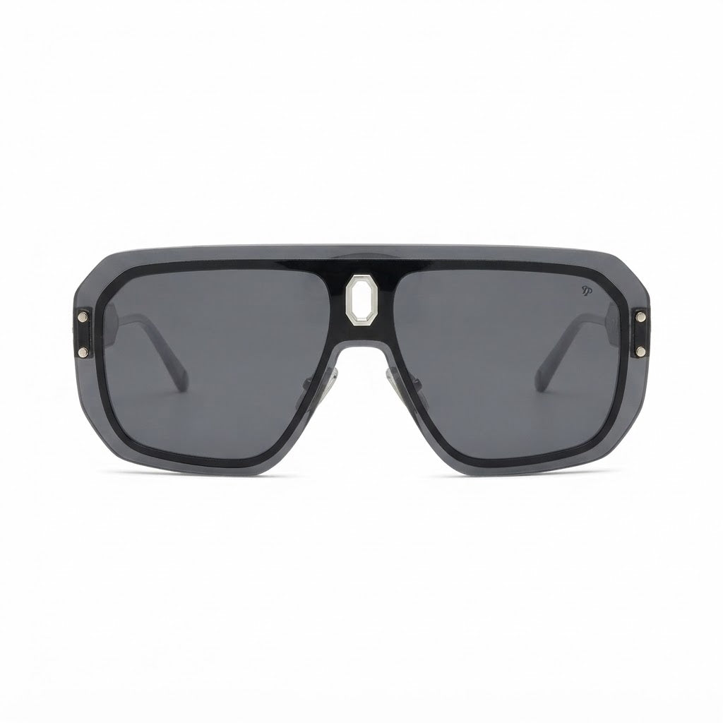 Philipp Plein Unisex Shield Semi-Matt Black Smoke Sunglasses