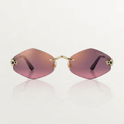 Cartier Panthère de  Unisex Rimless Hexagonal Purple Gradient Sunglasses