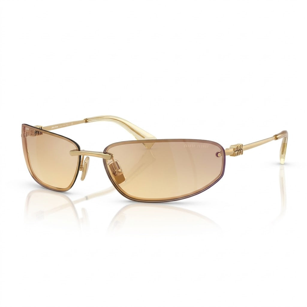 Miu Miu Women MU A50S Rimless Shield  Gold / Yellow Gradient Sunglasses