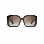 Chanel Women Square Black & Gold Jewel Sunglasses