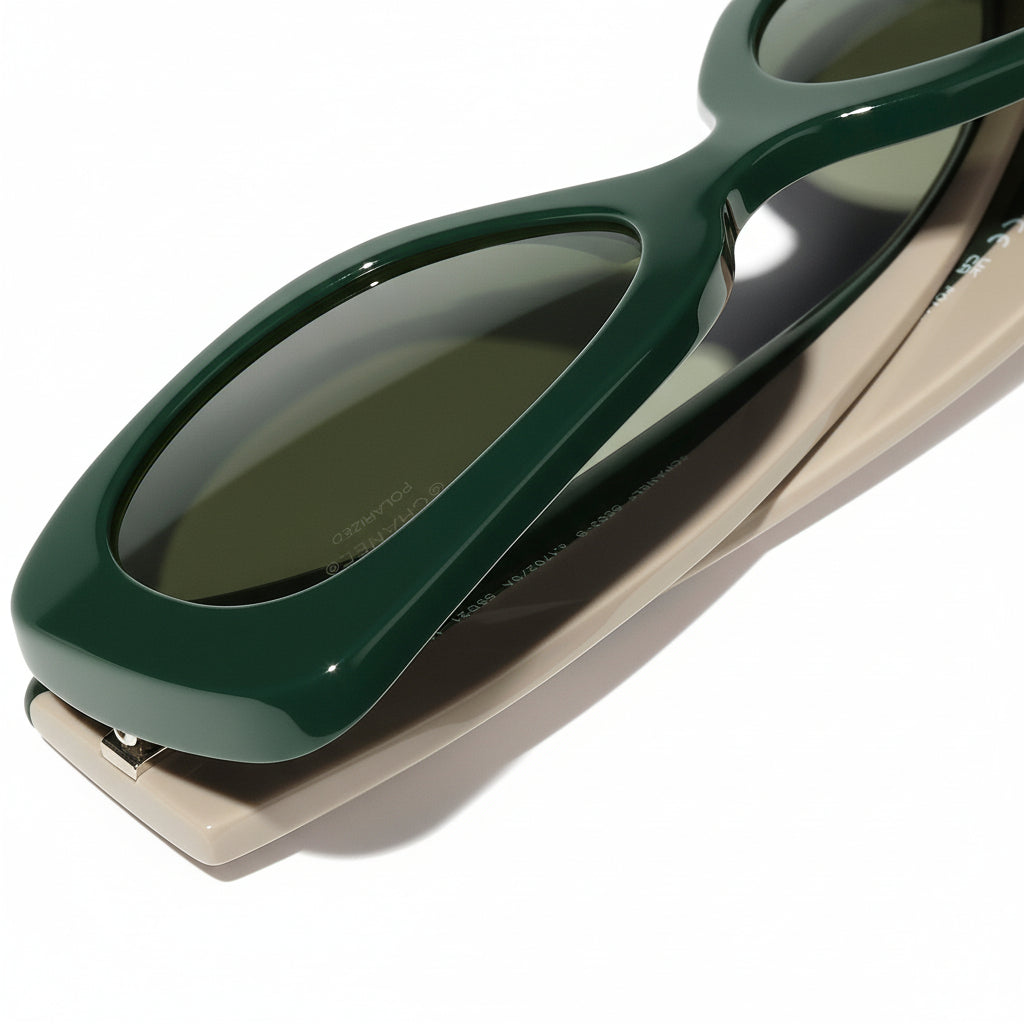 Chanel Women Square Green Sunglasses