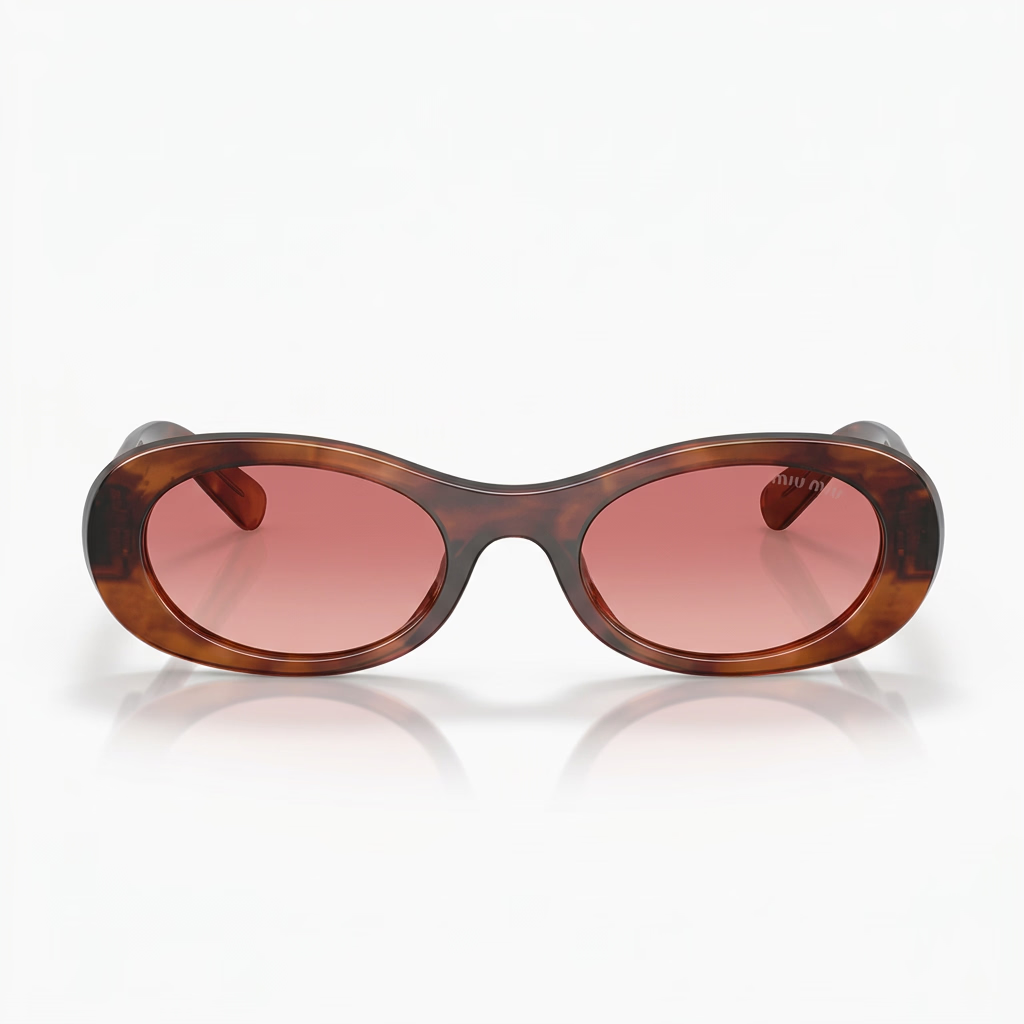 Miu Miu Women Oval Striped Tobacco / Etruscan Gradient Sunglasses 