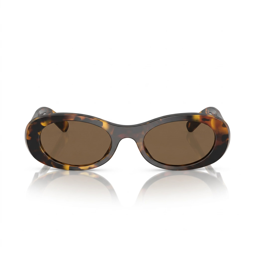 Miu Miu Women Havana Tortoise / Dark Brown Oval Sunglasses
