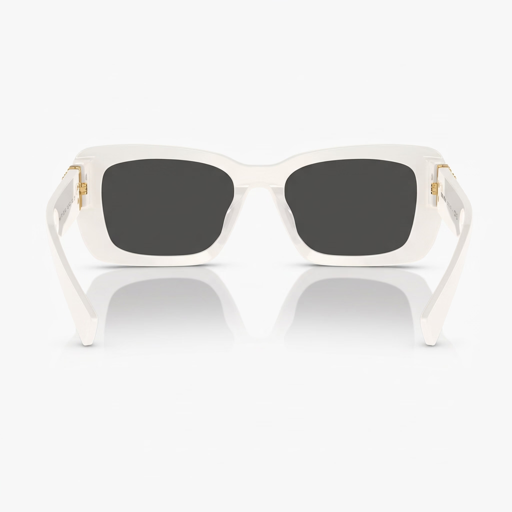Miu Miu Women Glimpse MU 07YS Rectangle White / Dark Grey Sunglasses