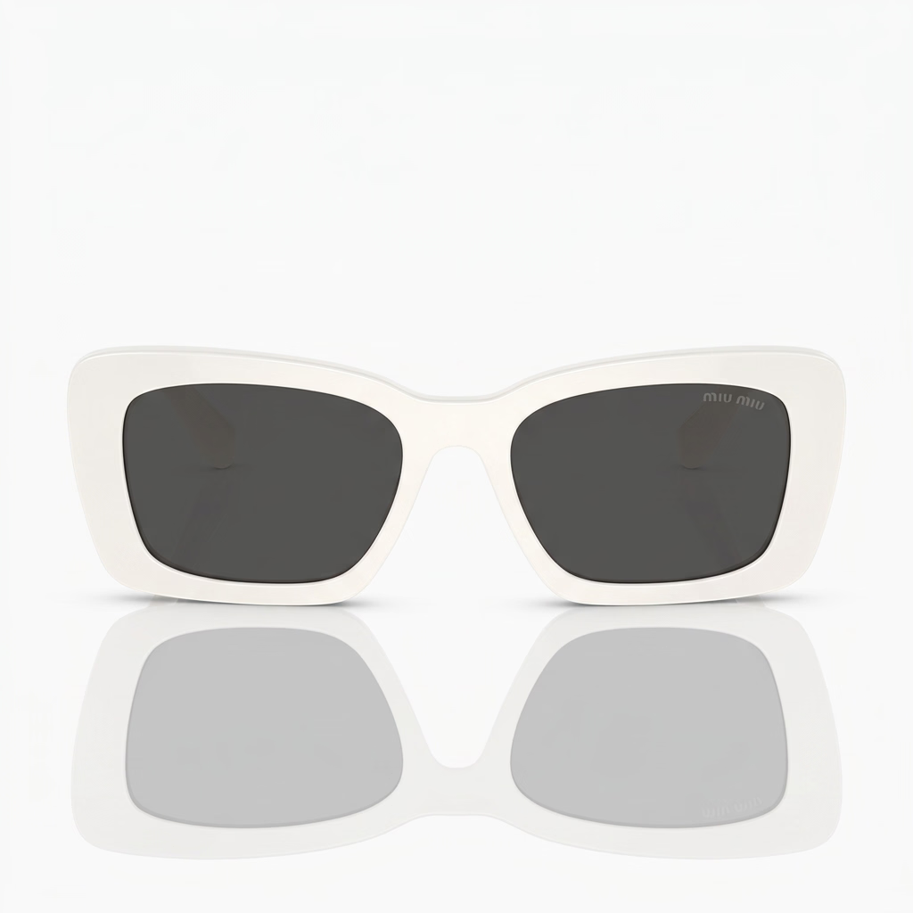 Miu Miu Women Glimpse MU 07YS Rectangle White / Dark Grey Sunglasses