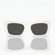 Miu Miu Women Glimpse MU 07YS Rectangle White / Dark Grey Sunglasses