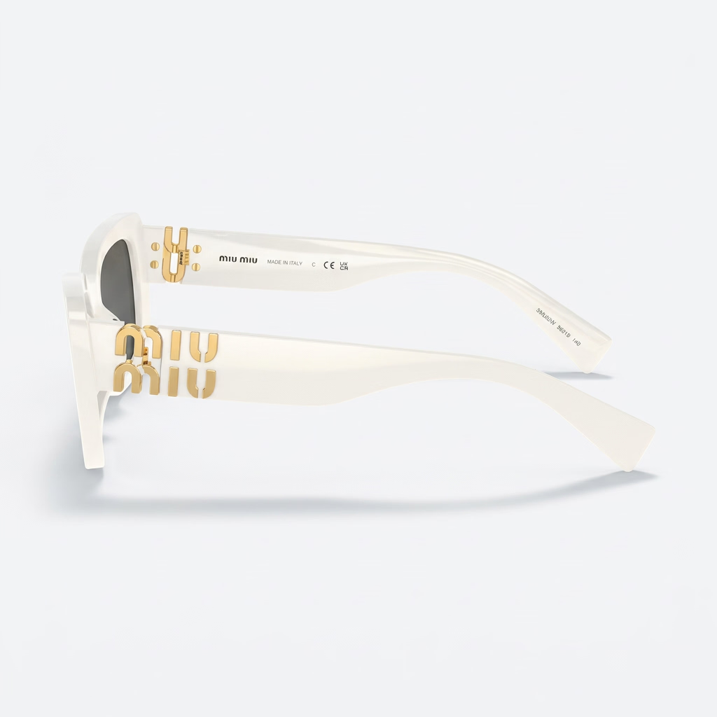 Miu Miu Women Glimpse MU 07YS Rectangle White / Dark Grey Sunglasses