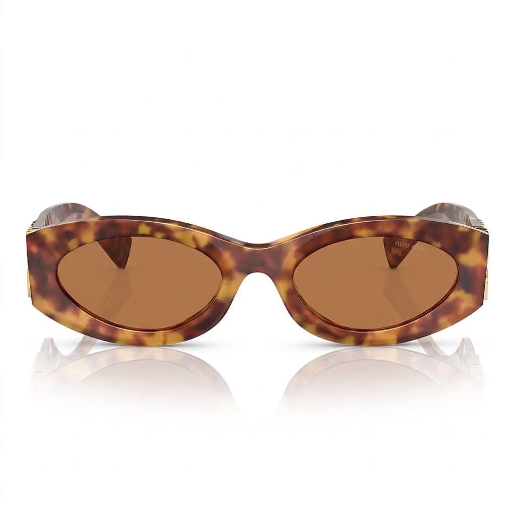 Miu Miu Women MU 11WS Glimpse Oval Havana / Brown Sunglasses