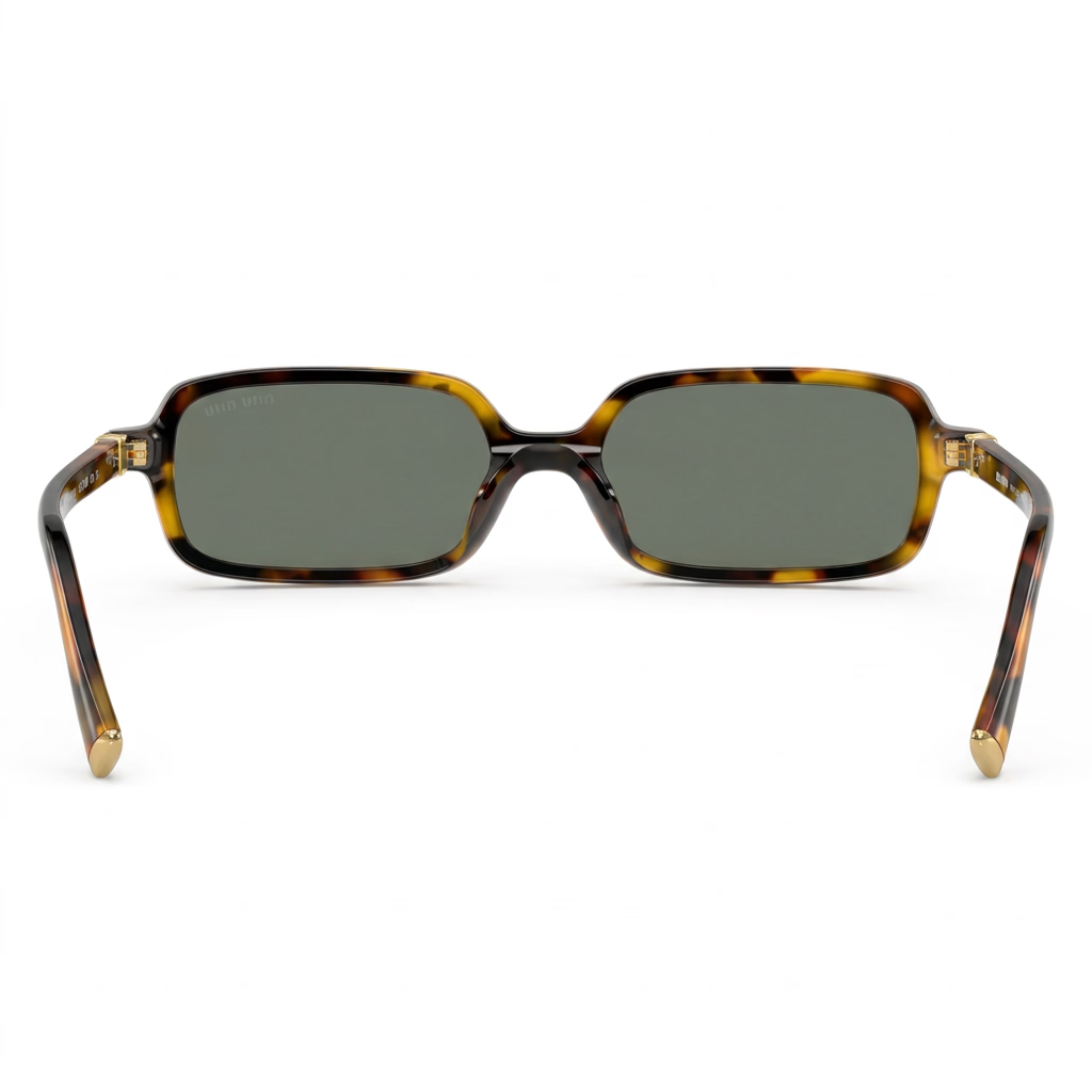 Miu Miu Regard MU 11ZS Women Rectangular Honey Havana / Green Mirror Sunglasses