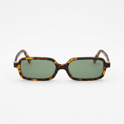 Miu Miu Regard MU 11ZS Women Rectangular Honey Havana / Green Mirror Sunglasses 