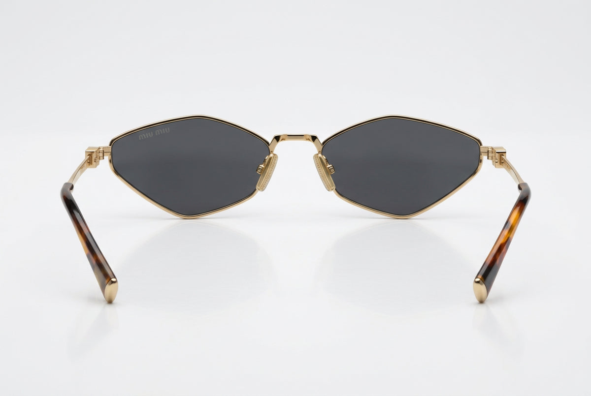 Miu Miu Women Pale Gold Metal Dark Grey Sunglasses