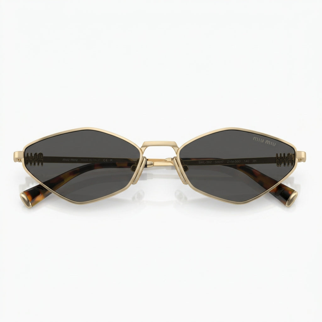 Miu Miu Women Pale Gold Metal Dark Grey Sunglasses