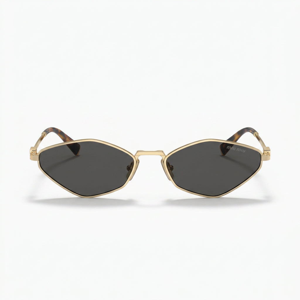 Miu Miu Women Pale Gold Metal Dark Grey Sunglasses 
