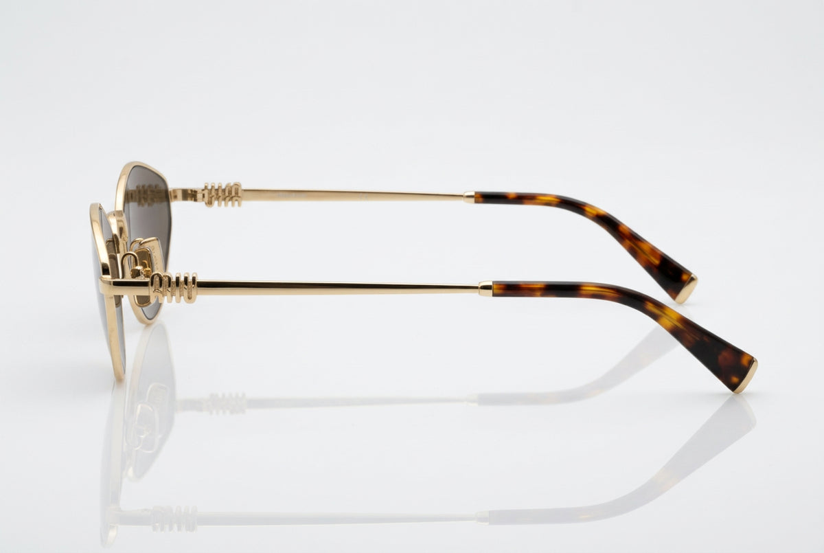 Miu Miu Women Pale Gold Metal Dark Grey Sunglasses