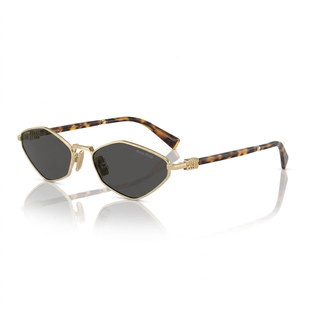 Miu Miu Women Pale Gold Metal Dark Grey Sunglasses