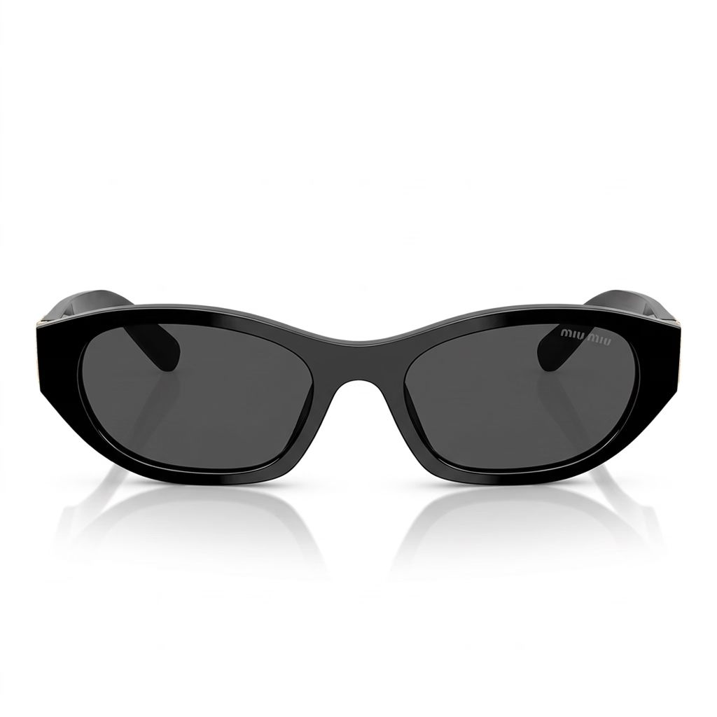 Miu Miu Women MU A03S Cat-Eye Glossy Black / Dark Grey Sunglasses 
