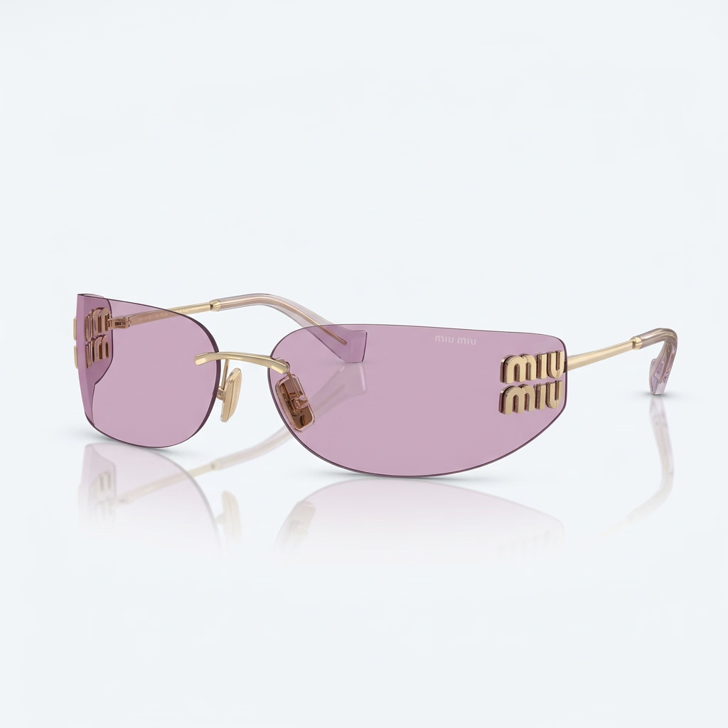 Miu Miu Women Aube Rimless Gold / Violet Sunglasses