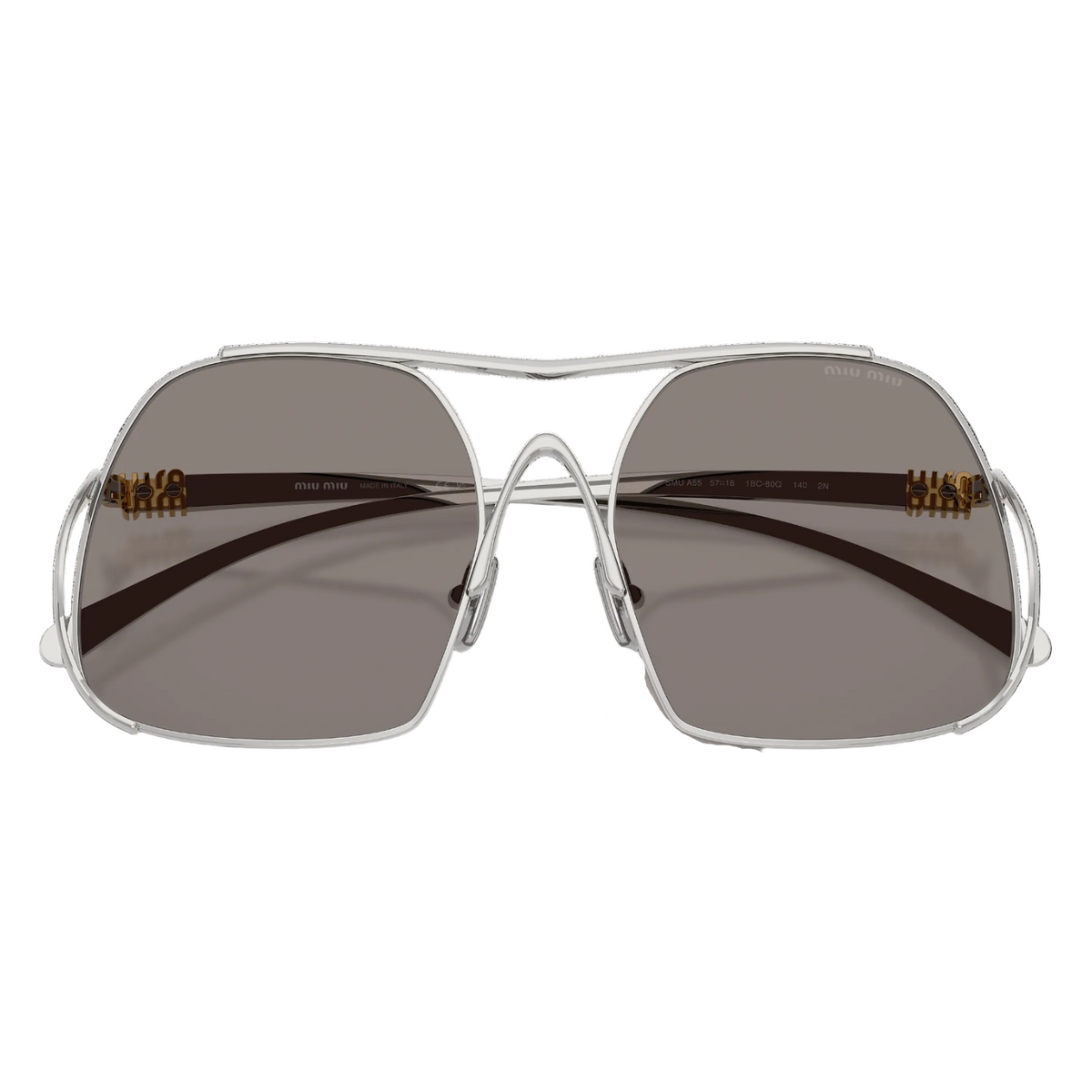 Miu Miu MU A55S Women Square Silver / Dark Grey Sunglasses