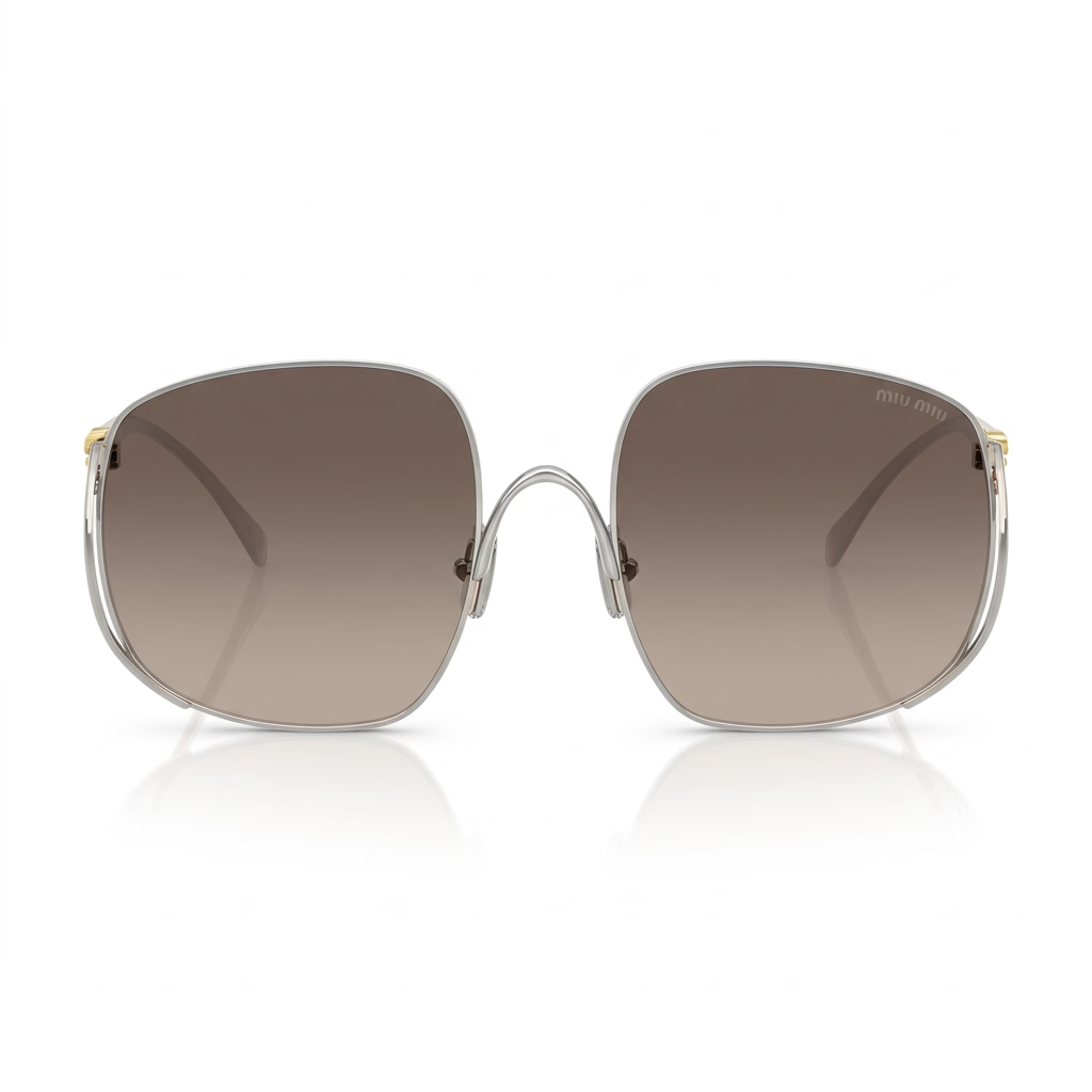 Miu Miu Women MU A57S Oversized Square Silver / Grey Gradient Sunglasses 