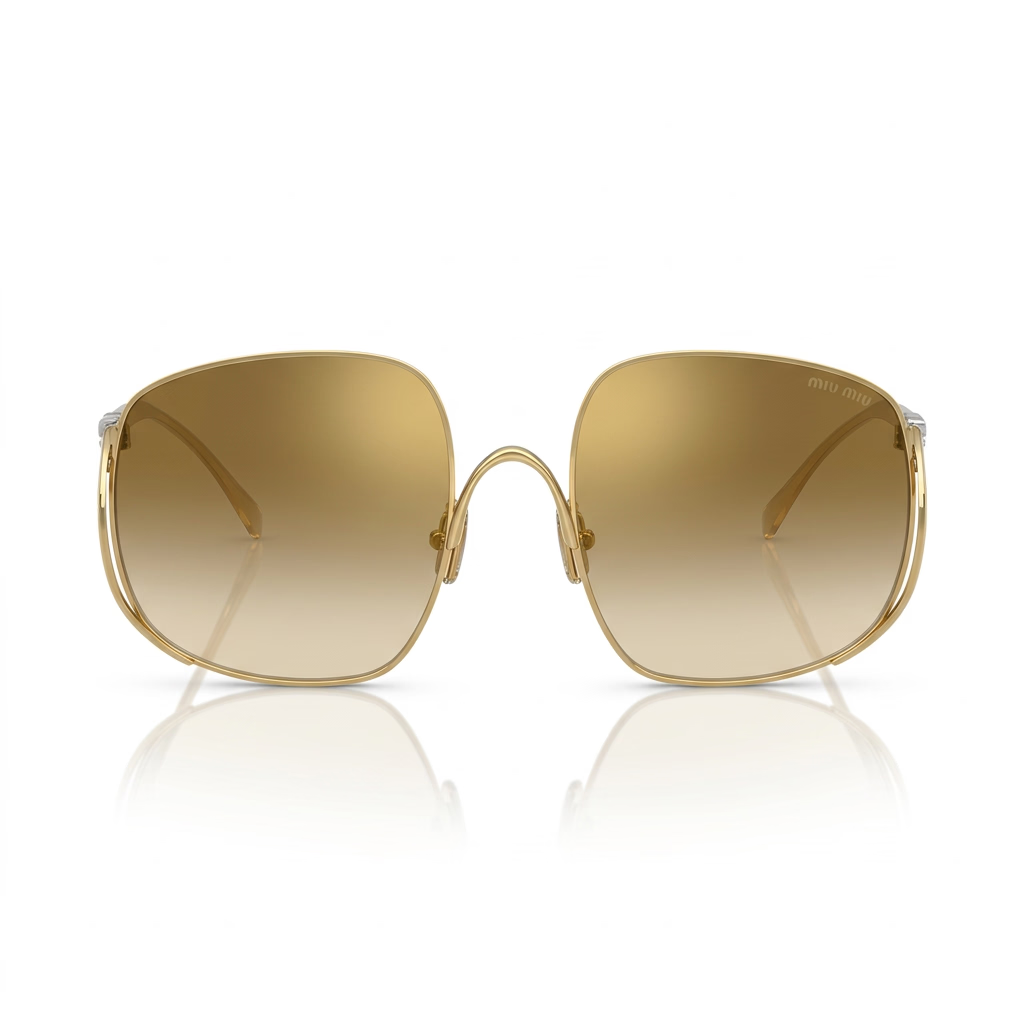 Miu Miu Women's MU A57S Oversized Square  Gold / Camomilla Yellow Gradient Sunglasses 