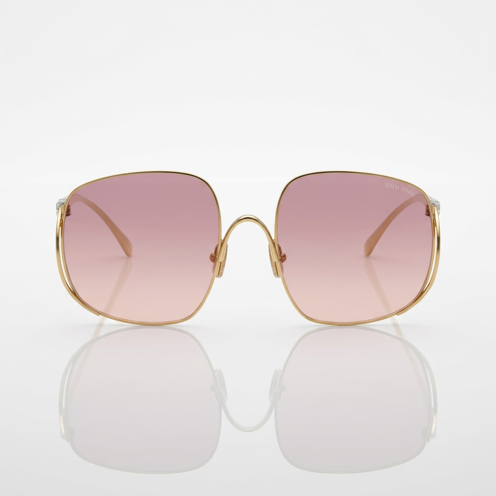 Miu Miu Women MU A57S Oversized Square Pale Gold / Pink Violet Gradient Sunglasses 