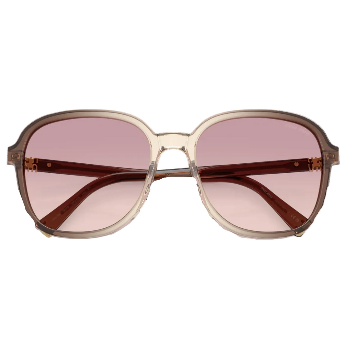 Miu Miu Regard MU B01S Women Oversized Pillow Transparent Brown / Gradient Violet Sunglasses