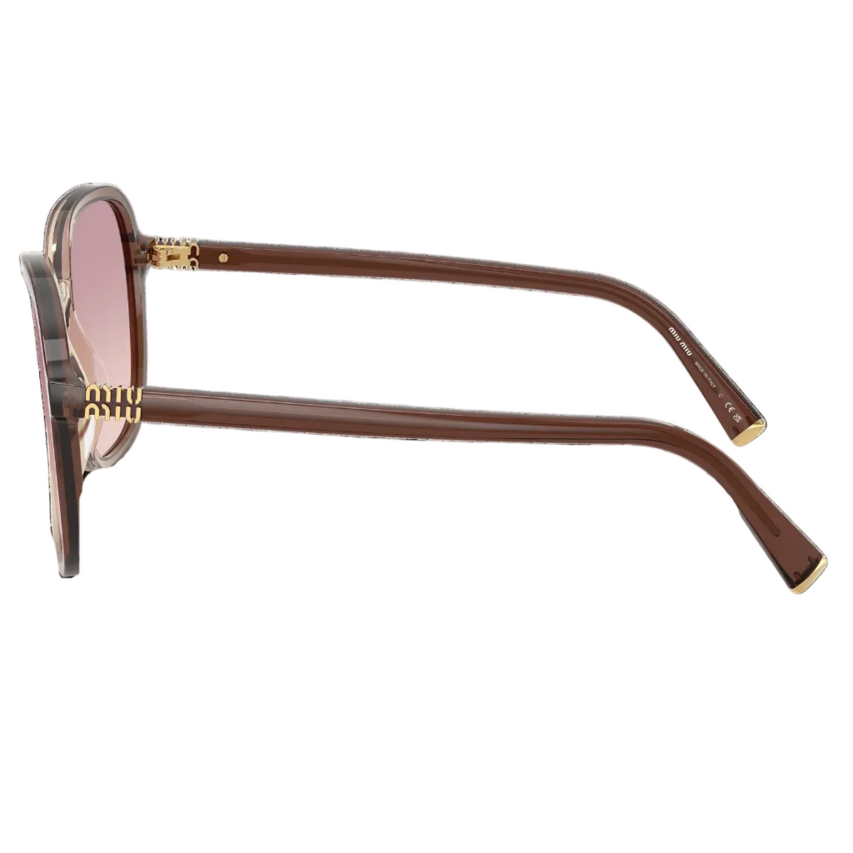 Miu Miu Regard MU B01S Women Oversized Pillow Transparent Brown / Gradient Violet Sunglasses