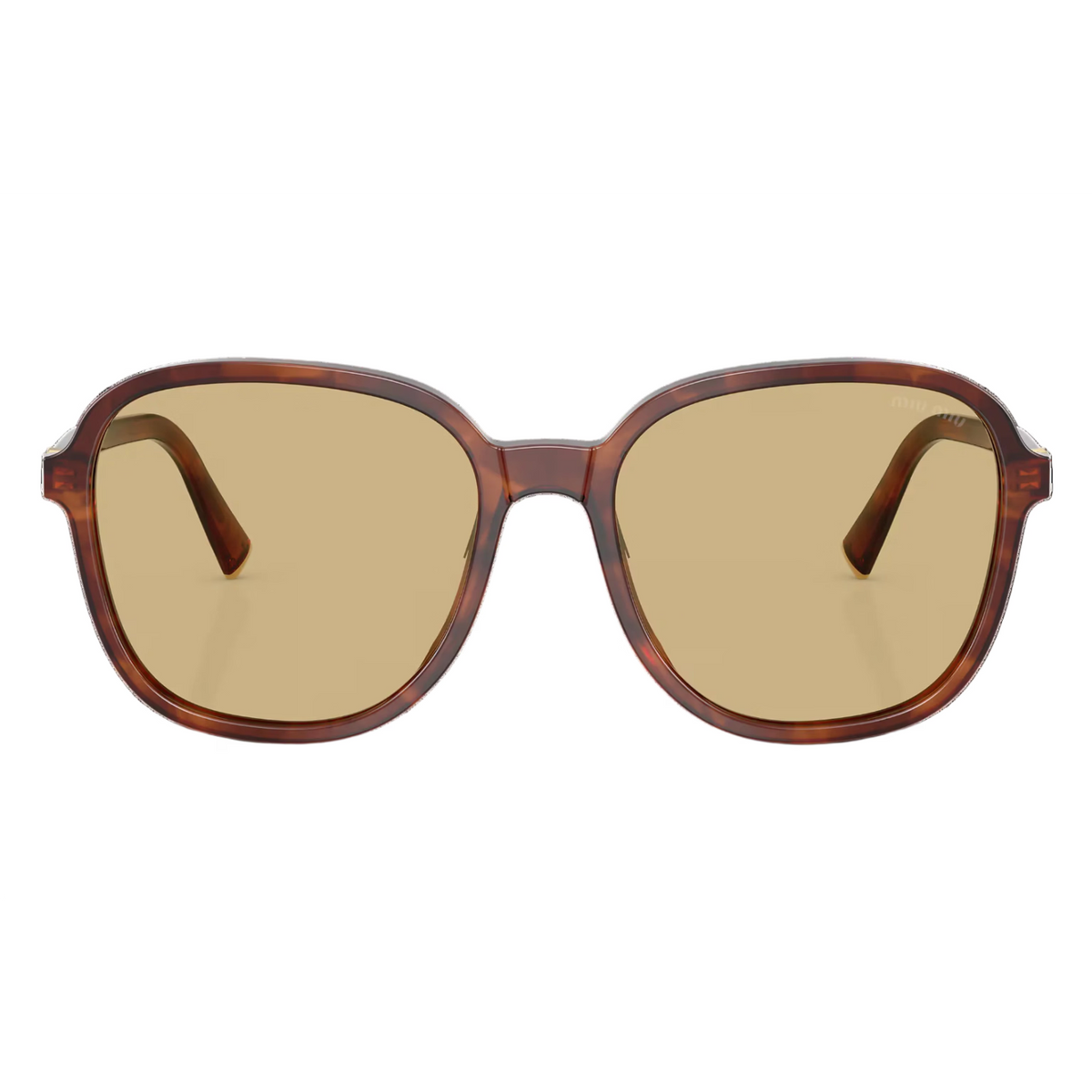 Miu Miu Regard MU B01S Women Oversized Pillow Striped Tobacco / Yellow Sunglasses