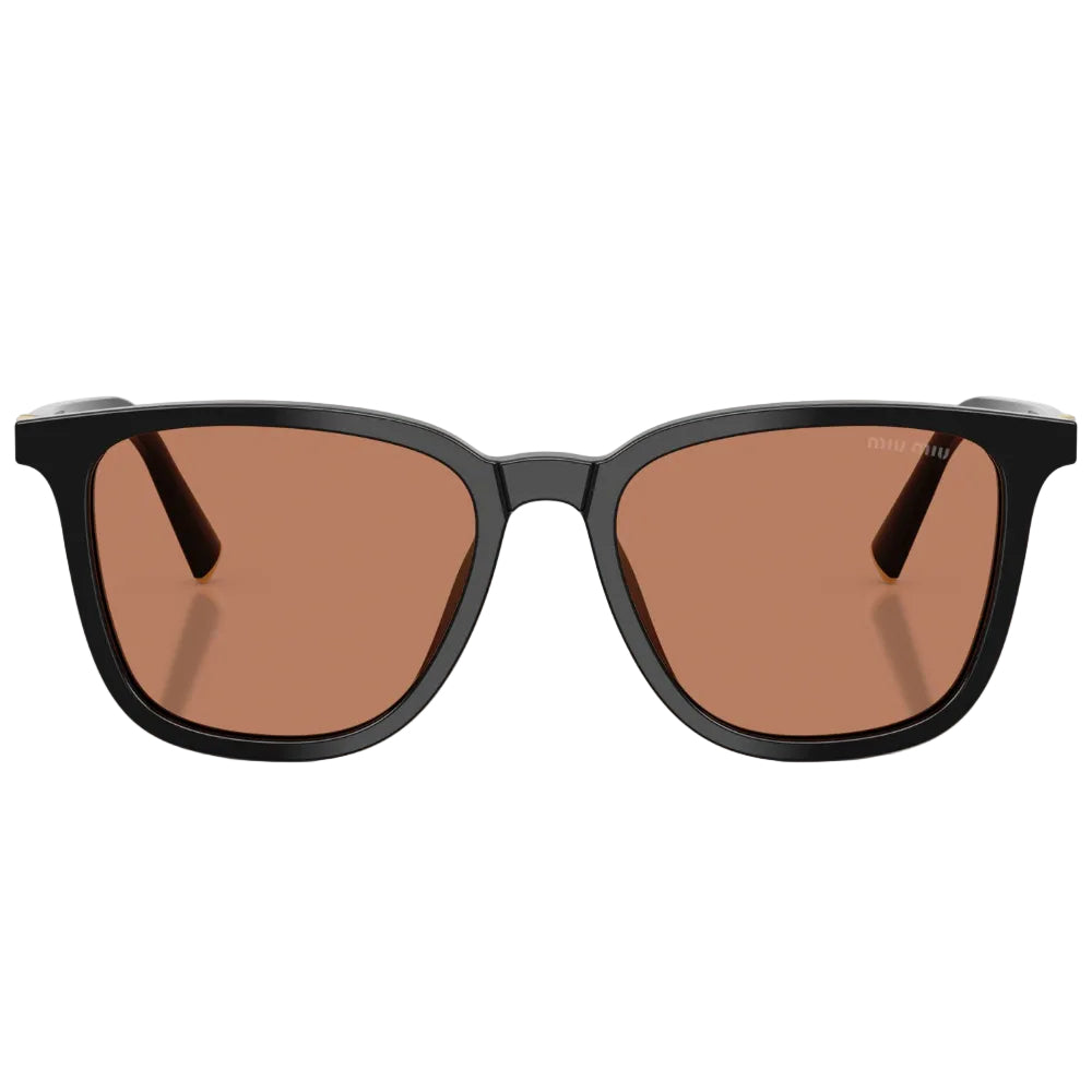 Miu Miu Women Square Black / Brown Sunglasses