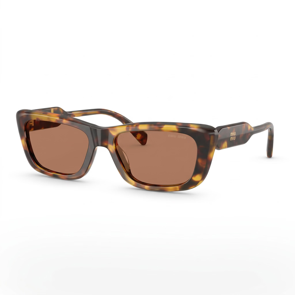 Miu Miu MU B12S Women Rectangular Havana / Brown Sunglasses
