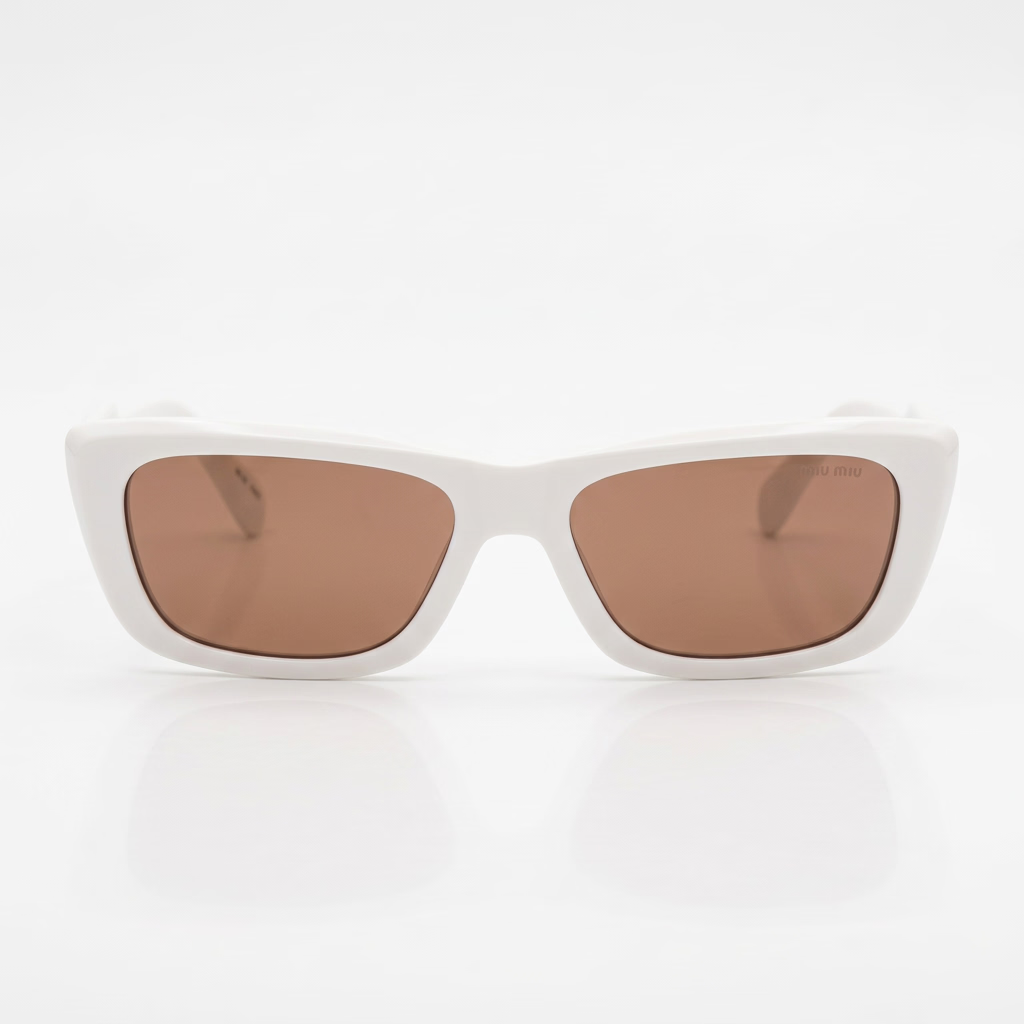 Miu Miu MU B12S Women Rectangular White / Violet Sunglasses
