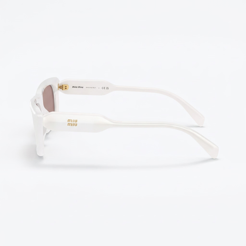 Miu Miu MU B12S Women Rectangular White / Violet Sunglasses