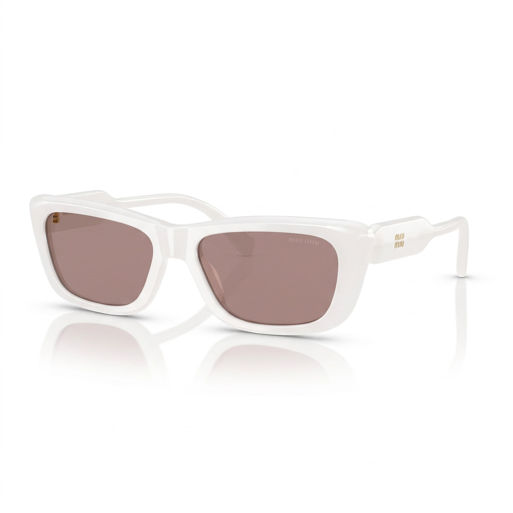 Miu Miu MU B12S Women Rectangular White / Violet Sunglasses