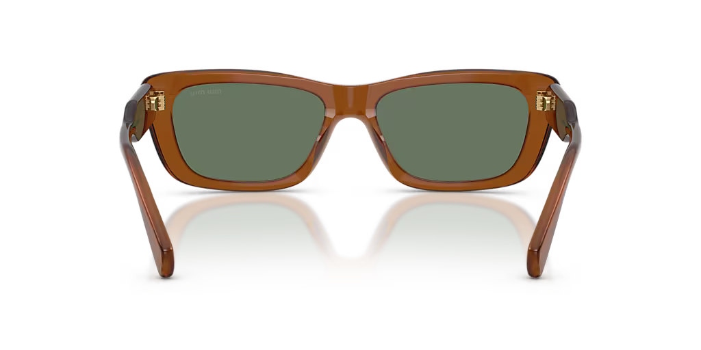 Miu Miu MU B12S Women Rectangular Honey / Green Sunglasses
