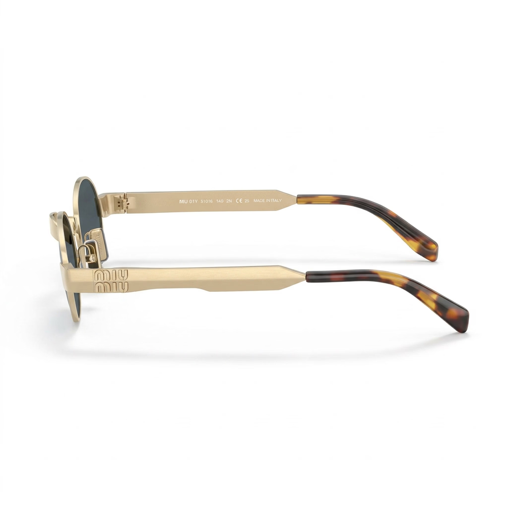 Miu Miu Envie Women MU B51S Oval Antiqued Gold / Grey Sunglasses