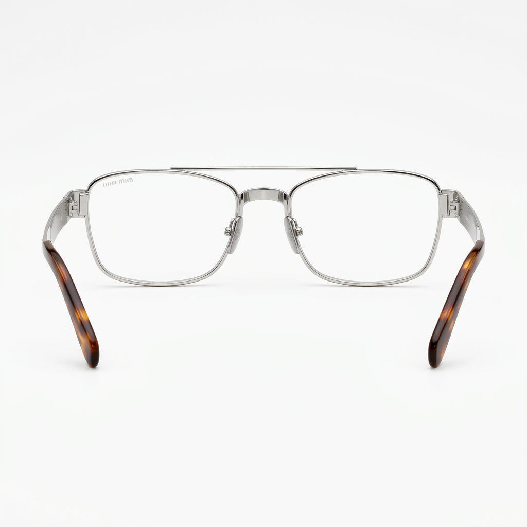 Miu Miu Women / Unisex Double-Bridge Silver Optical Glasses