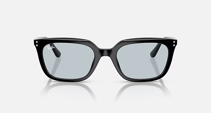 Ray-Ban Square Unisex Polished Black Frame Light Blue Sunglasses