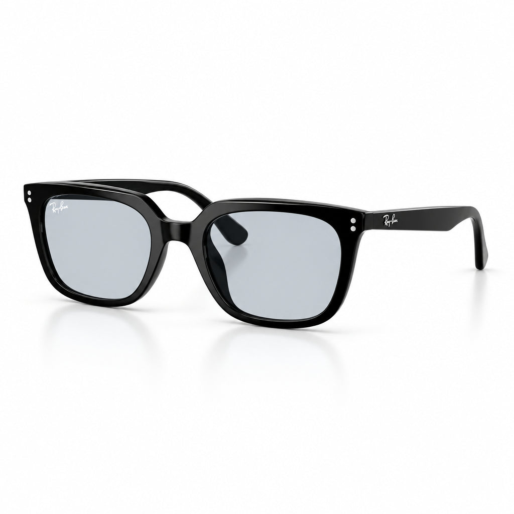 Ray-Ban Square Unisex Polished Black Frame Light Blue Sunglasses