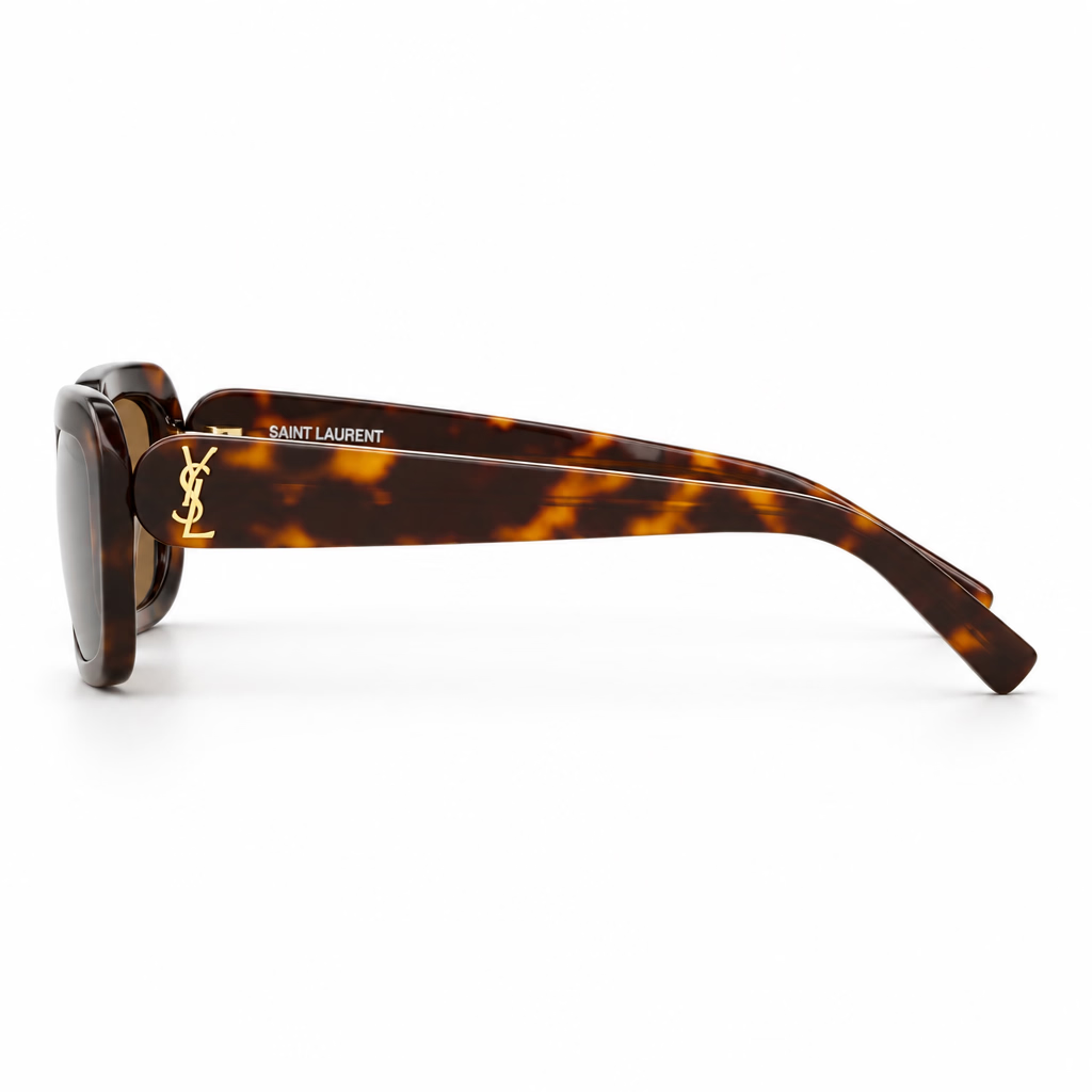 Saint Laurent SL M130 Women Pillowed Rectangular Tortoiseshell Sunglasses