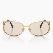 Miu Miu Women MU148AV Cut-Out Metal – Gold / Light Brown Tint Sunglasses 