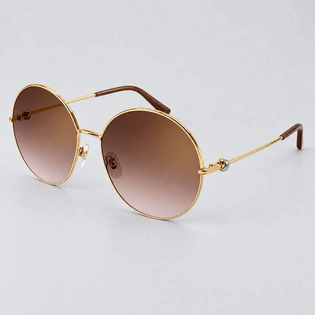 Cartier Trinity de C Round Metal Frame Gold/Brown Gradient Sunglasses